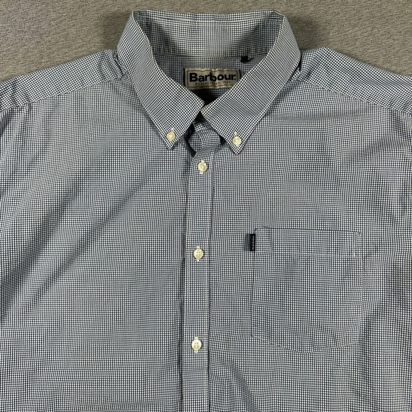 Barbour Other - Barbour Shirt Mens L Blue Plaid Tailored Fit Short Sleeve Casual Button Down